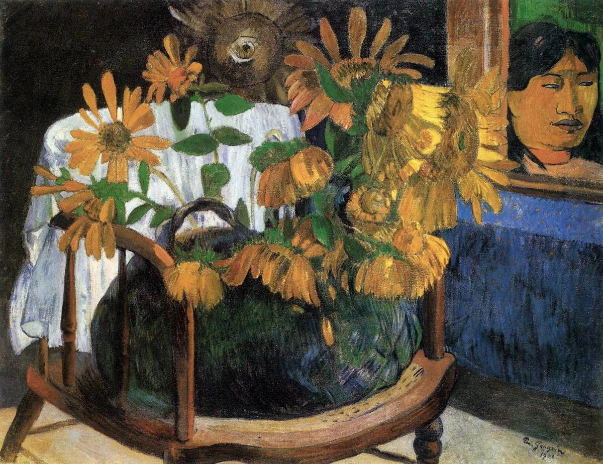 Natura morta con girasoli su una sedia - The Hermitage, St. Petersburg